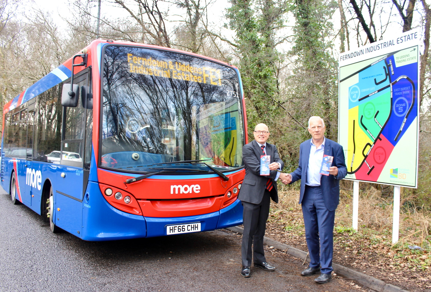 Bus service serving Ferndown and Uddens Industrial Estates re-instated – thanks to local BID partnership with Morebus